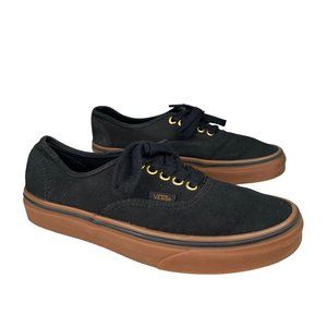 Vans Authentic Black Canvas Gum Sole Sneaker Shoe Size 7 Men 8.5 Women